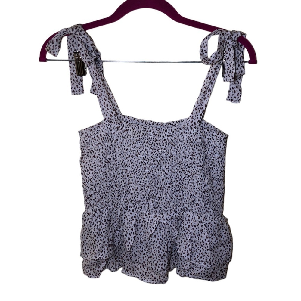 Paper crane animal print flowy crop top size L